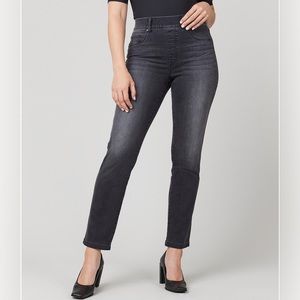 Spanx Straight Leg Jeans Pull On Slimming Size Medium Vintage Black Stretch